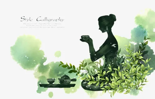 喝茶养生的女人免抠