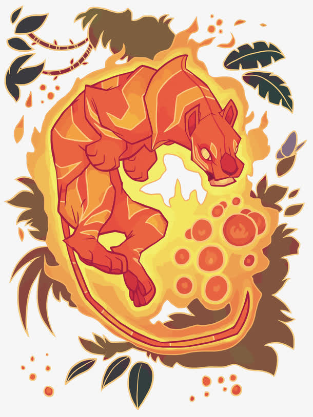 矢量火焰老虎免抠