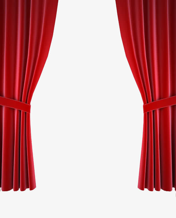 简约的红幕帘免抠