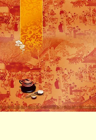 中国风欢庆春节集市背景素材高清