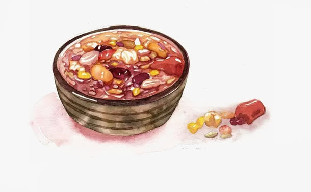手绘腊八粥素材图片免抠