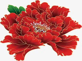 中秋节大红色庆典花朵免抠