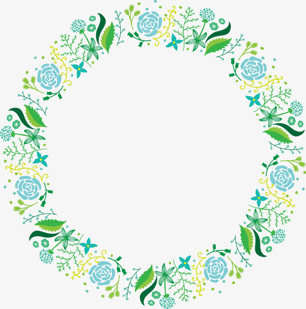 绿色美丽花草框架免抠