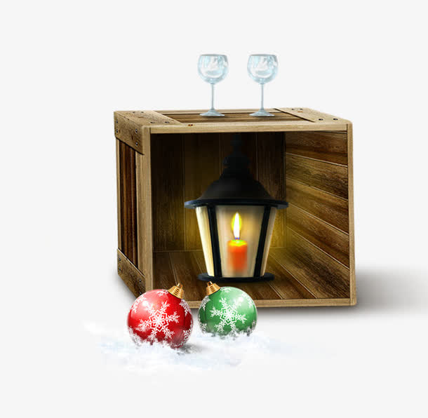 木箱中的红蜡烛免抠