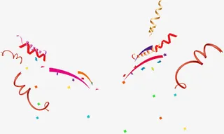 飞舞彩色彩带免抠