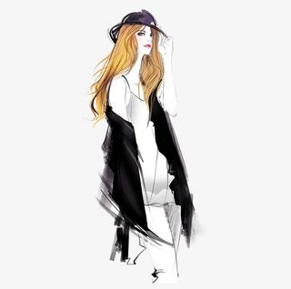 金色秀发慵懒女生免抠