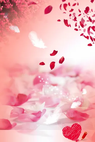 梦幻粉色爱心花瓣背景素材高清