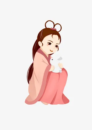 嫦娥月兔奔月绘画免抠