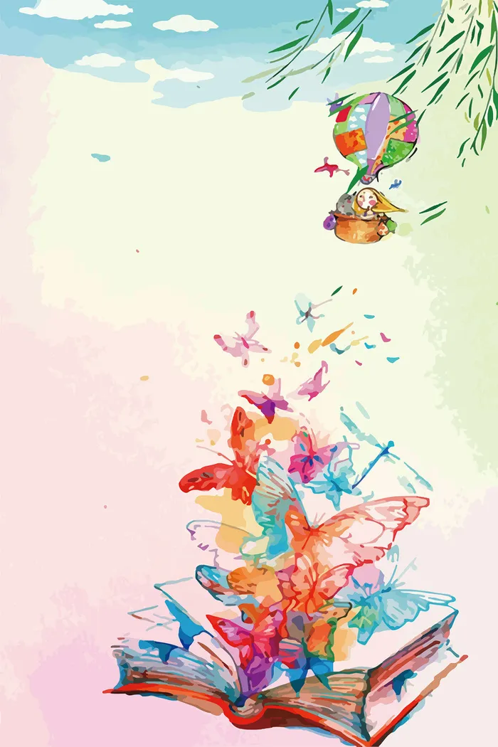 蓝色水彩风开学季招生书籍背景高清