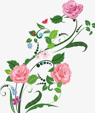 粉玫瑰矢量素材免抠