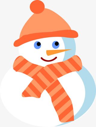 橙色卡通雪人免抠