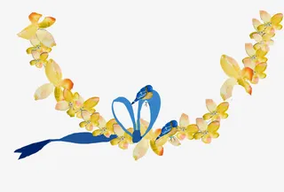 花型装饰蓝色鸟蓝色桃心免抠