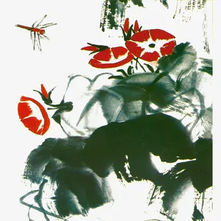 中国风水墨牵牛花免抠