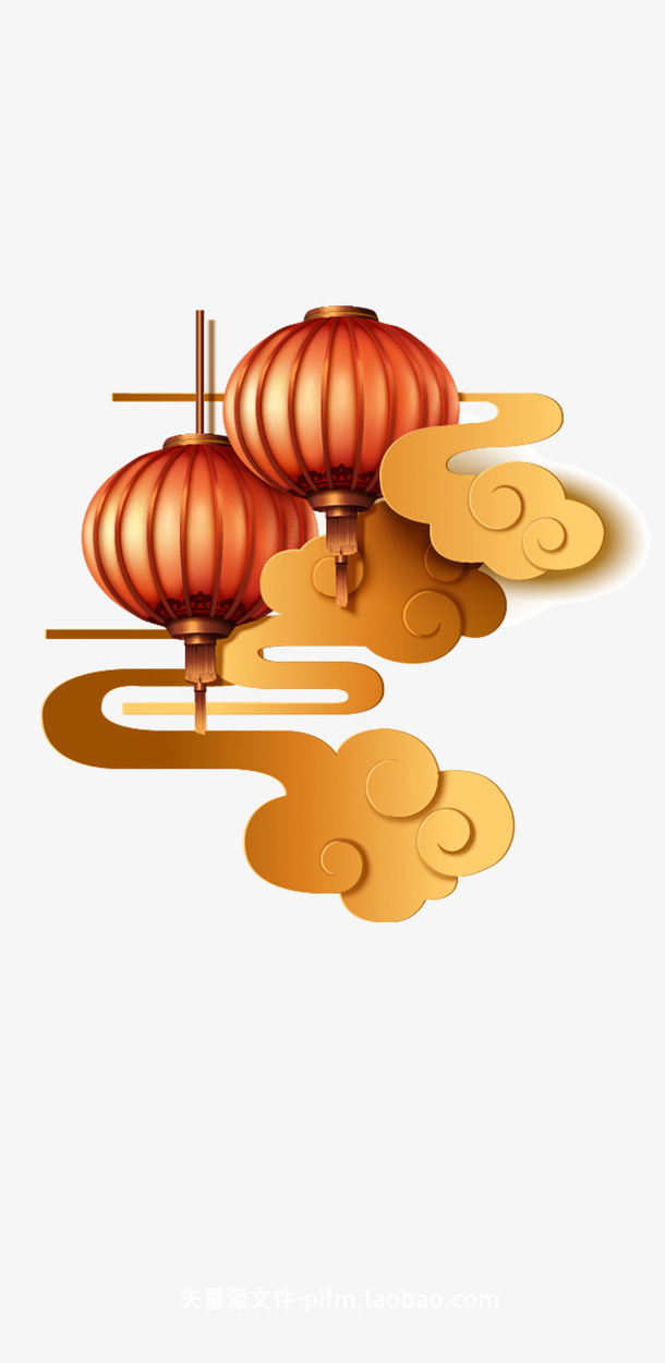 新年新春春节元素灯笼祥云免抠