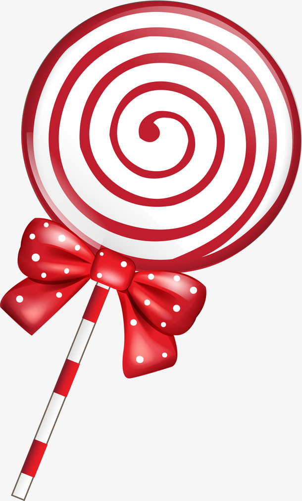 红色螺旋蝴蝶结糖果免抠