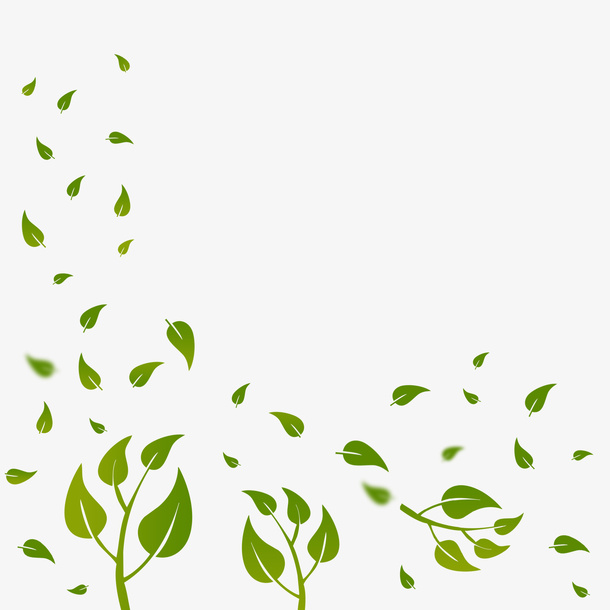 漂浮绿色矢量免扣叶子免抠漂浮叶子元素