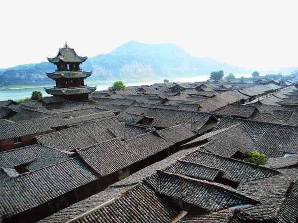 朦胧古镇免抠