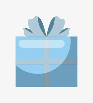 手绘卡通蓝色礼盒免抠