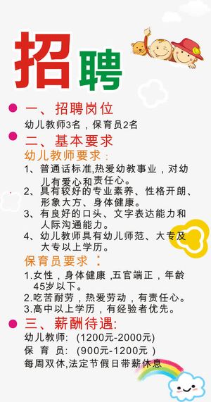 幼儿园招聘海报矢量图免抠