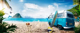 夏日旅游海报背景高清