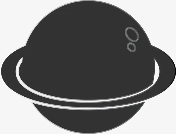 黑色扁平简约星球免抠