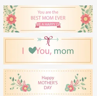矢量手绘母亲节标签免抠