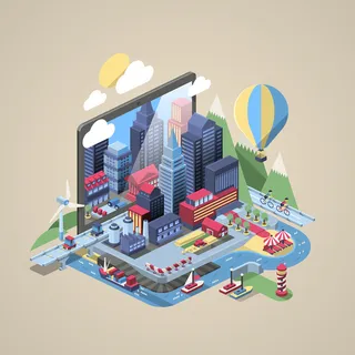 卡通城市矢量插画设计高清