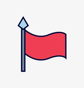 一面红色旗子手绘图免抠