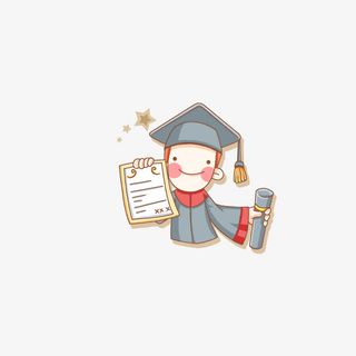 手绘人物毕业拿毕业证书素材免抠
