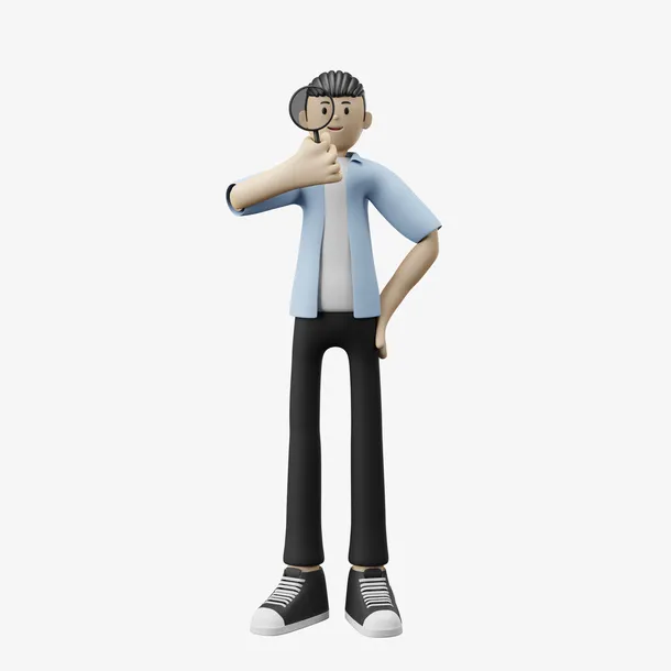 C4D衬衫男孩放大镜3D免抠