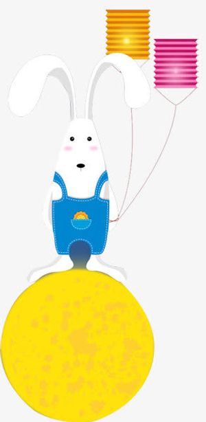 手牵灯笼中秋节月兔免抠