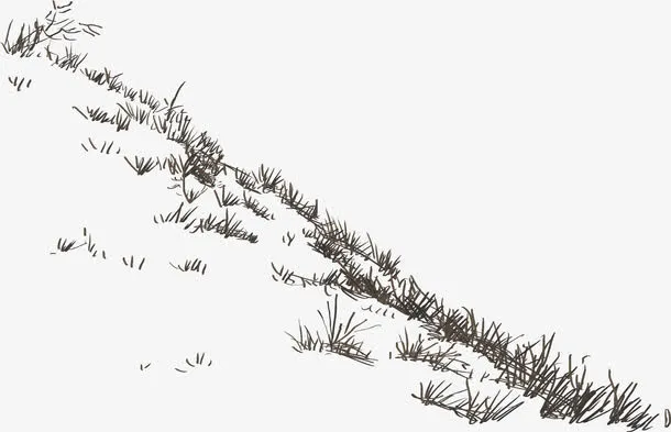 手绘冬季草地风景免抠
