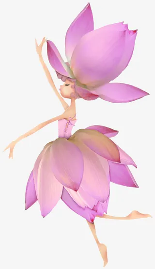 荷花花精灵免抠
