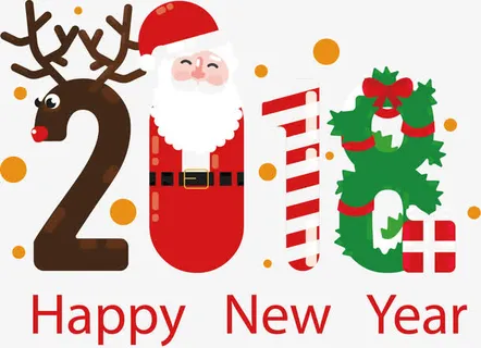 矢量手绘年卡通艺术字免抠