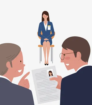 女人面试手绘插画免抠