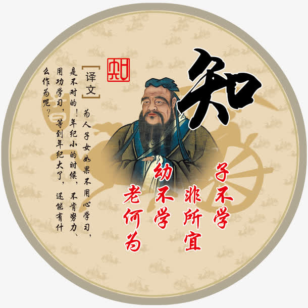 孔子知诗词素材免抠