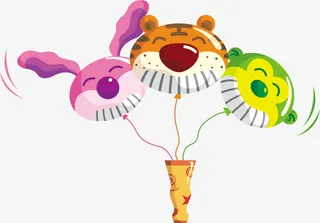 可爱卡通欢乐动物玩具免抠