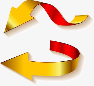 矢量手绘金色箭头免抠