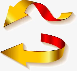 矢量手绘金色箭头免抠