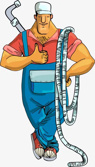 红色卡通工人免抠