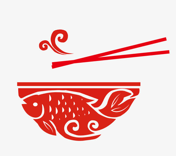 红色碗筷餐具免抠