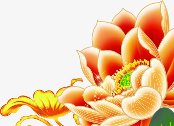 手绘荷花免抠