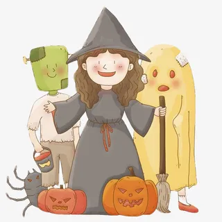 万圣节女巫南瓜鬼怪元素免抠
