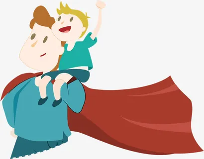 高清父亲节超人爸爸卡通人物免抠