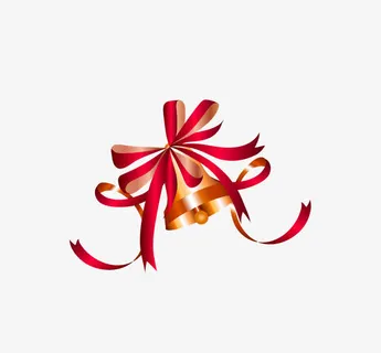 红色简约绸带铃铛节日元素免抠
