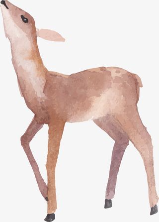 可爱水彩小鹿免抠