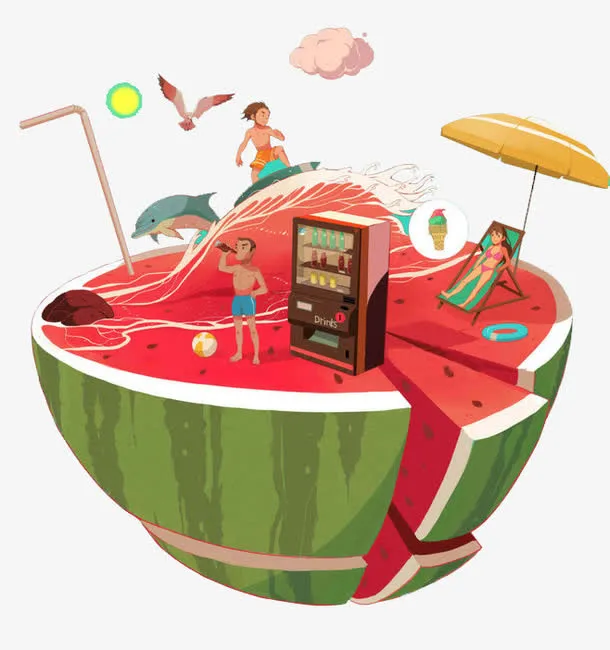 夏日西瓜上活动免抠
