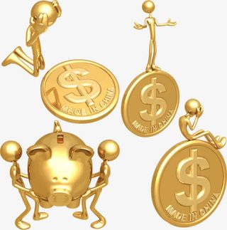 金币上的矢量小人免抠