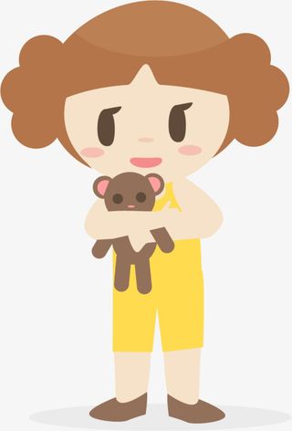 抱着玩偶的小女孩免抠