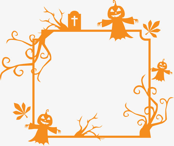 万圣节黄色边框免抠